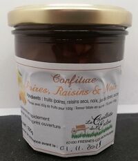 Confiture poires, raisins, noix 225g r